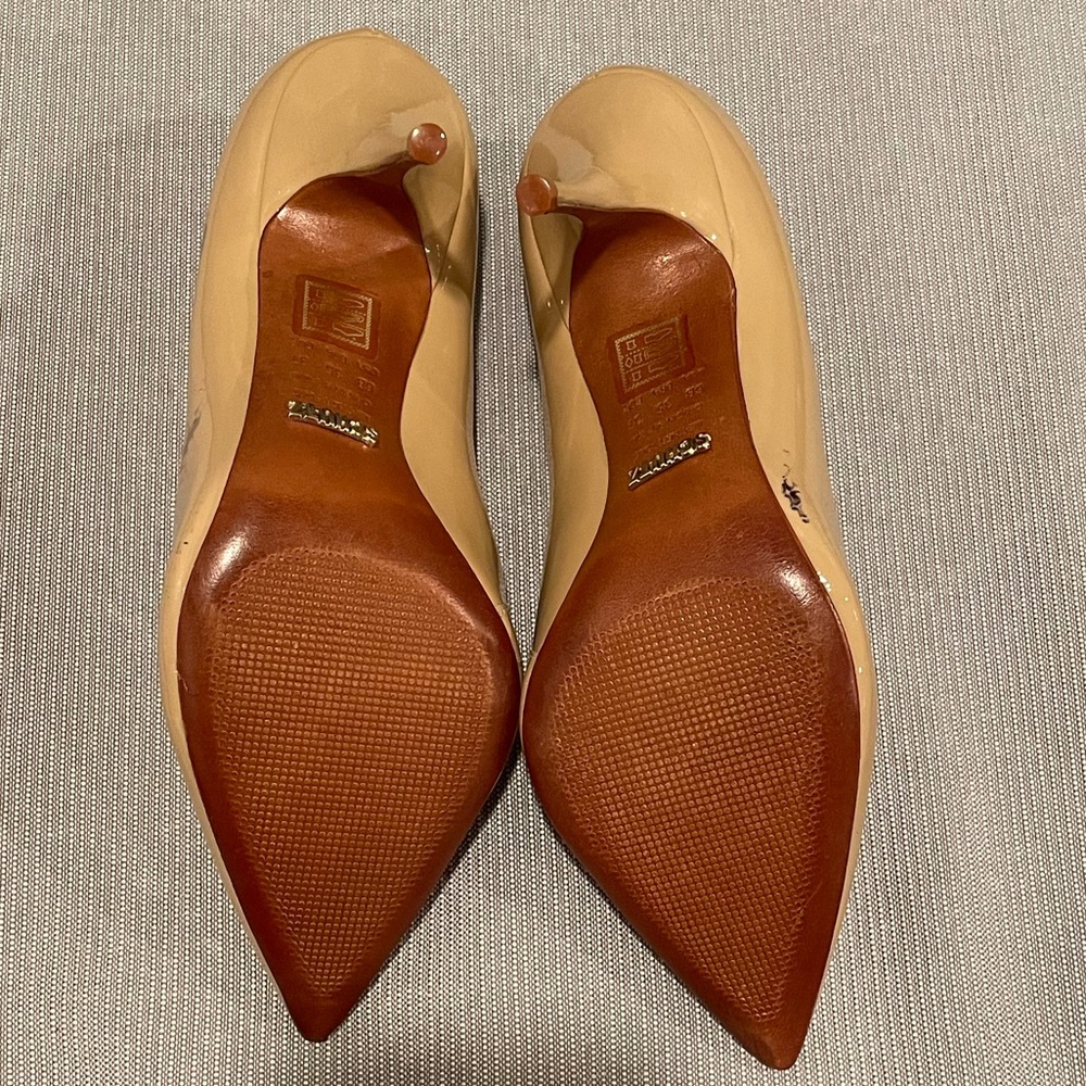 NEW Schutz Tan Patent Clear Scalloped Border Pointed High Heels 6 - Picture 14 of 16